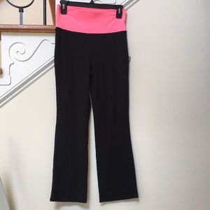 Girls Yoga Pants Black Joggers Pink waistband Size L(10-12) Large Stretchy Soft